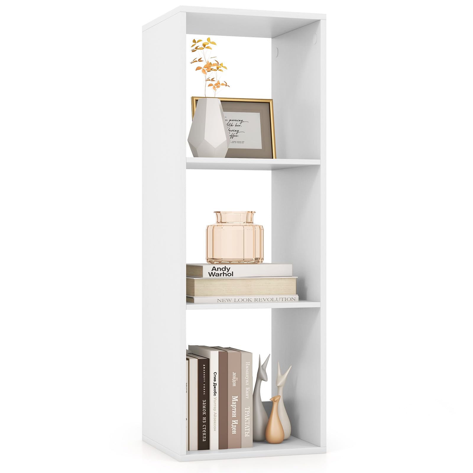 Tangkula 3-Cube Bookcase, 4-Tier Bookshelf with Open Compartments